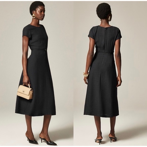 NEW! J. Crew Mathilde Midi Dress Luster Canvas Short Sleeve Cream Ivory SZ 2 - Picture 6 of 12